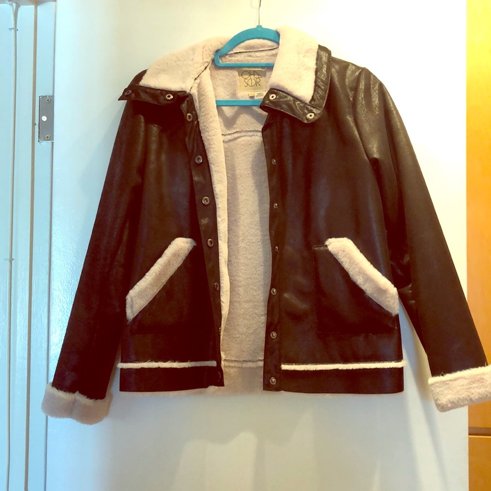 Chaser faux leather Sherpa lined jacket